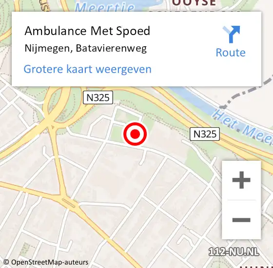 Locatie op kaart van de 112 melding: Ambulance Met Spoed Naar Nijmegen, Batavierenweg op 7 juni 2022 08:54
