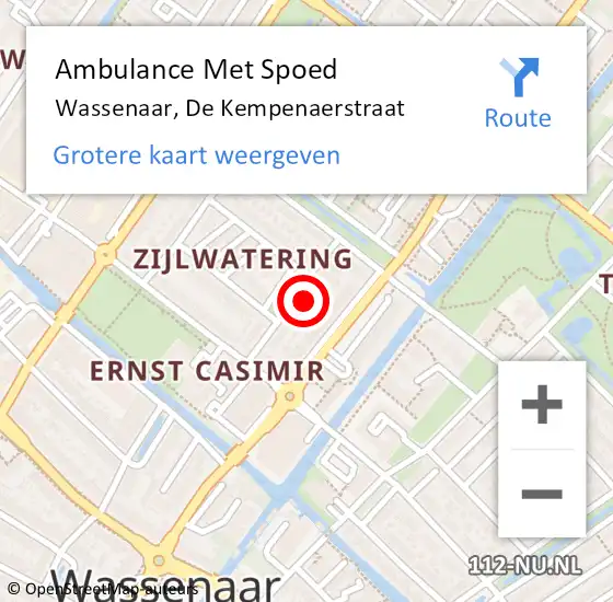 Locatie op kaart van de 112 melding: Ambulance Met Spoed Naar Wassenaar, De Kempenaerstraat op 7 juni 2022 09:19