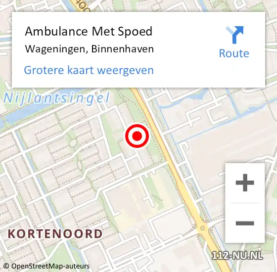 Locatie op kaart van de 112 melding: Ambulance Met Spoed Naar Wageningen, Binnenhaven op 7 juni 2022 10:55
