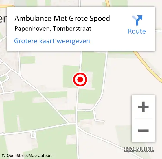 Locatie op kaart van de 112 melding: Ambulance Met Grote Spoed Naar Papenhoven, Tomberstraat op 19 juli 2014 13:53