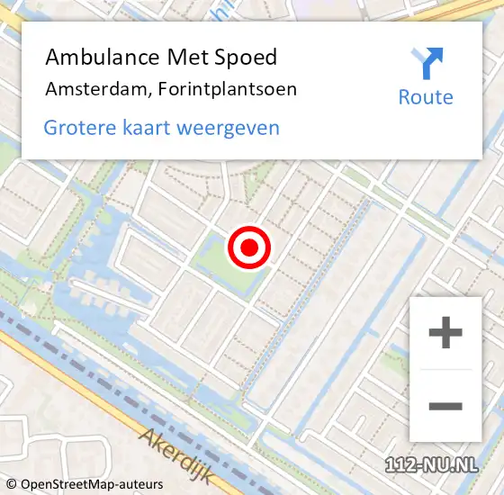 Locatie op kaart van de 112 melding: Ambulance Met Spoed Naar Amsterdam, Forintplantsoen op 7 juni 2022 13:26