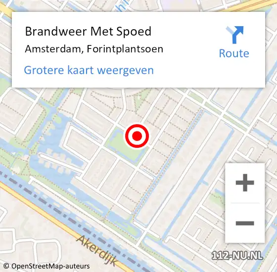 Locatie op kaart van de 112 melding: Brandweer Met Spoed Naar Amsterdam, Forintplantsoen op 7 juni 2022 13:59