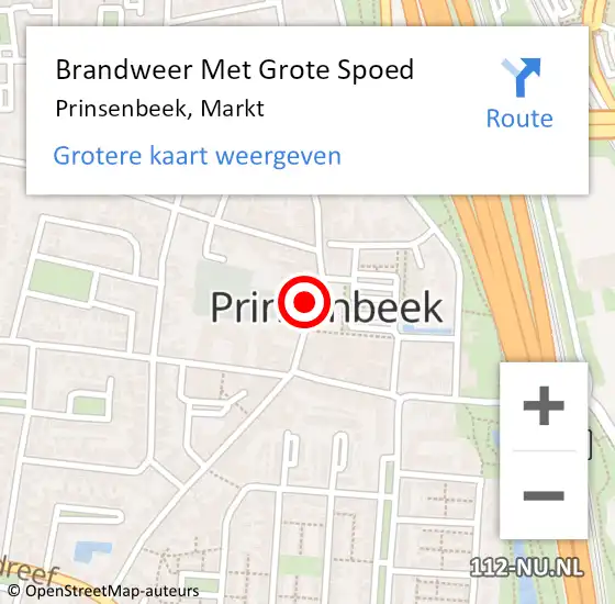 Locatie op kaart van de 112 melding: Brandweer Met Grote Spoed Naar Prinsenbeek, Markt op 7 juni 2022 17:17