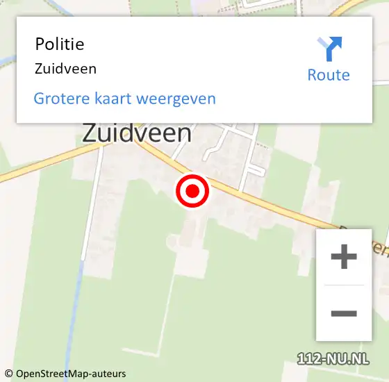 Locatie op kaart van de 112 melding: Politie Zuidveen op 7 juni 2022 18:11