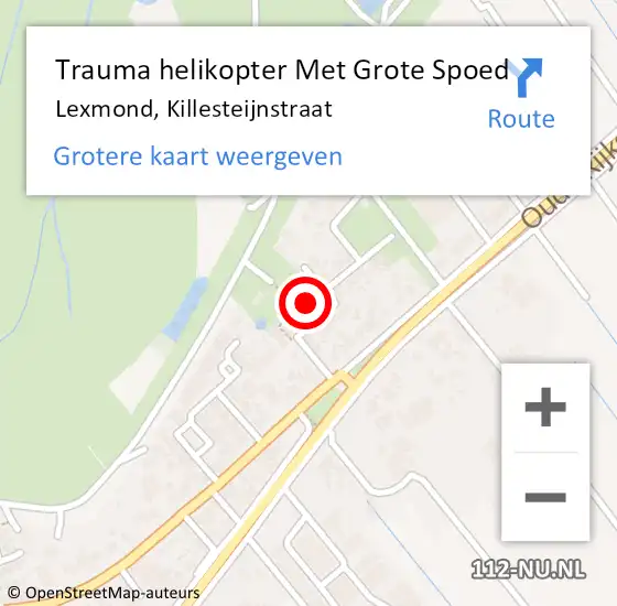 Locatie op kaart van de 112 melding: Trauma helikopter Met Grote Spoed Naar Lexmond, Killesteijnstraat op 8 juni 2022 03:19