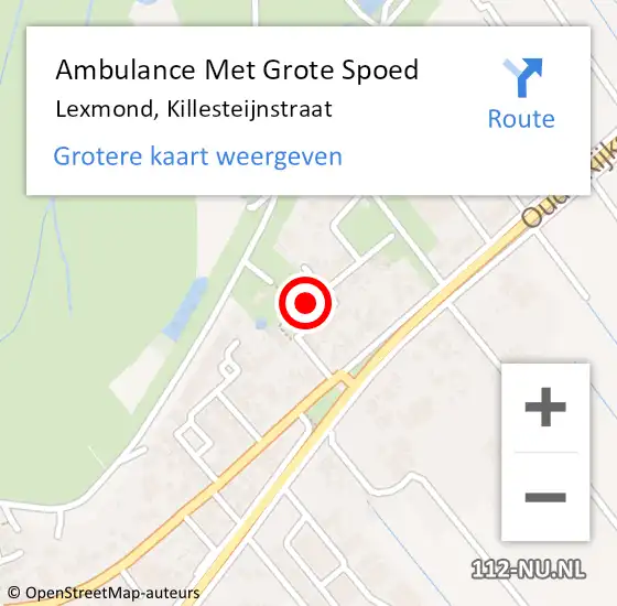 Locatie op kaart van de 112 melding: Ambulance Met Grote Spoed Naar Lexmond, Killesteijnstraat op 8 juni 2022 03:22