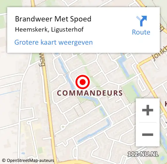 Locatie op kaart van de 112 melding: Brandweer Met Spoed Naar Heemskerk, Ligusterhof op 8 juni 2022 08:40