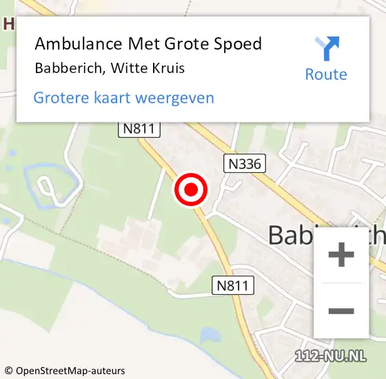 Locatie op kaart van de 112 melding: Ambulance Met Grote Spoed Naar Babberich, Witte Kruis op 8 juni 2022 08:47