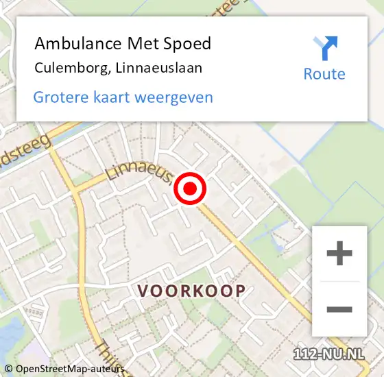 Locatie op kaart van de 112 melding: Ambulance Met Spoed Naar Culemborg, Linnaeuslaan op 8 juni 2022 13:36