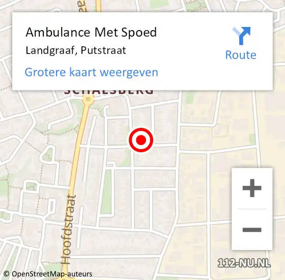 Locatie op kaart van de 112 melding: Ambulance Met Spoed Naar Landgraaf, Putstraat op 8 juni 2022 16:23