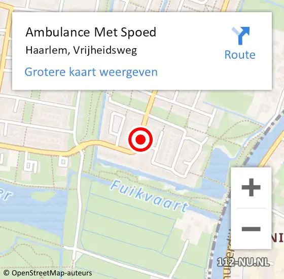 Locatie op kaart van de 112 melding: Ambulance Met Spoed Naar Haarlem, Vrijheidsweg op 8 juni 2022 21:10