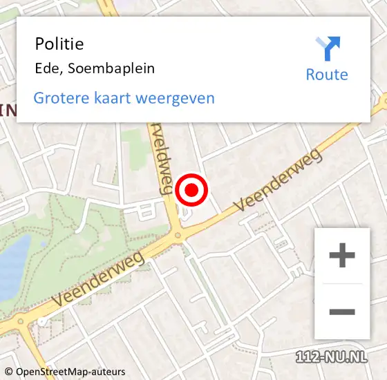 Locatie op kaart van de 112 melding: Politie Ede, Soembaplein op 8 juni 2022 21:16