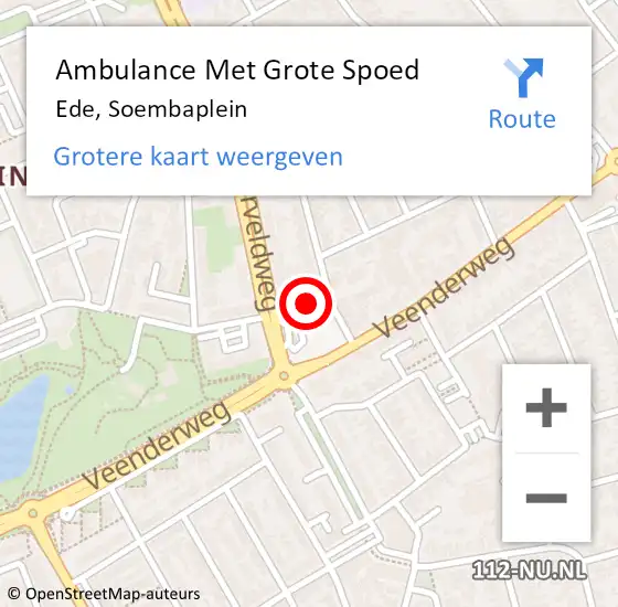 Locatie op kaart van de 112 melding: Ambulance Met Grote Spoed Naar Ede, Soembaplein op 8 juni 2022 21:17