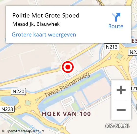 Locatie op kaart van de 112 melding: Politie Met Grote Spoed Naar Maasdijk, Blauwhek op 8 juni 2022 23:42