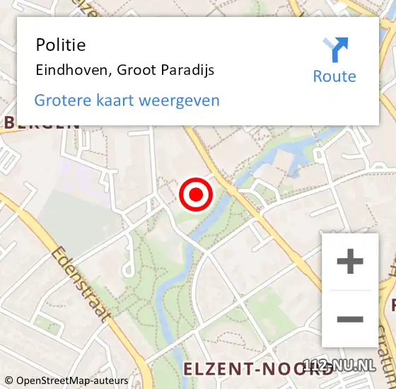 Locatie op kaart van de 112 melding: Politie Eindhoven, Groot Paradijs op 9 juni 2022 01:43