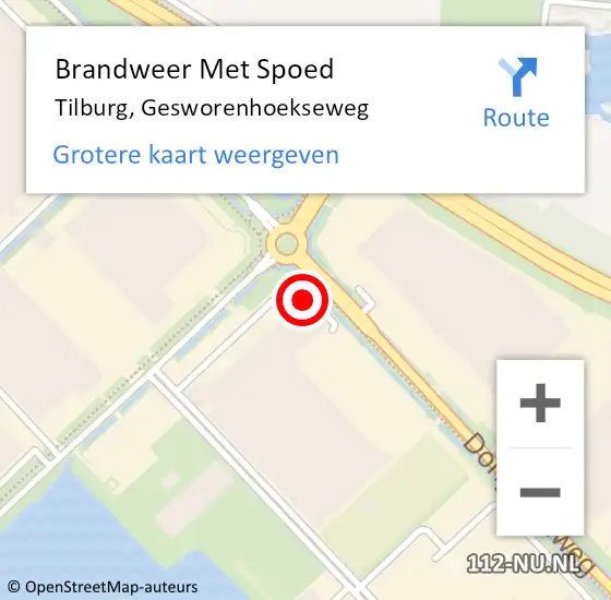 Locatie op kaart van de 112 melding: Brandweer Met Spoed Naar Tilburg, Gesworenhoekseweg op 9 juni 2022 05:50