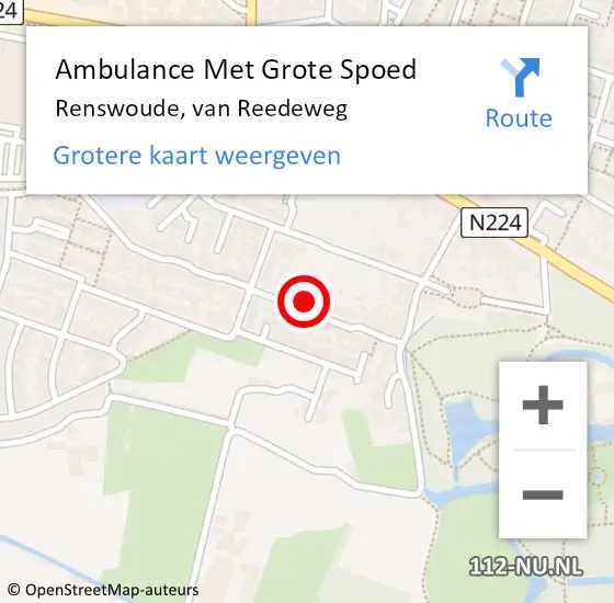 Locatie op kaart van de 112 melding: Ambulance Met Grote Spoed Naar Renswoude, van Reedeweg op 9 juni 2022 08:07