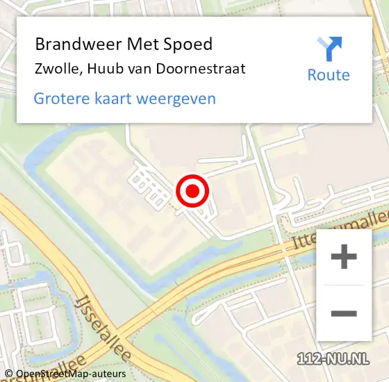Locatie op kaart van de 112 melding: Brandweer Met Spoed Naar Zwolle, Huub van Doornestraat op 9 juni 2022 08:54