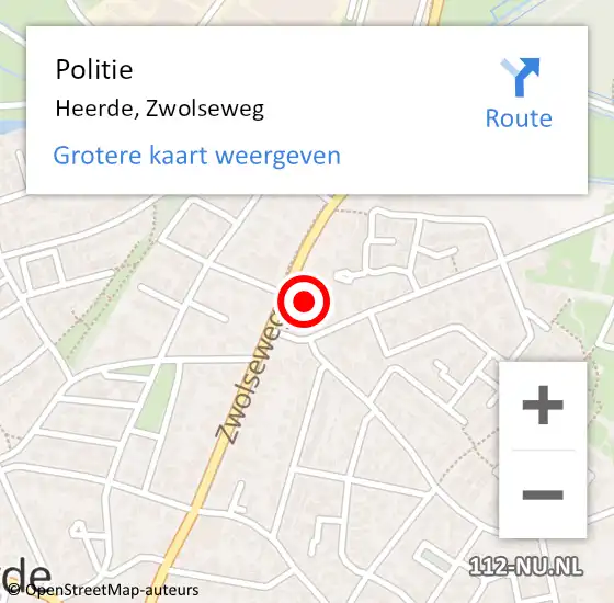 Locatie op kaart van de 112 melding: Politie Heerde, Zwolseweg op 9 juni 2022 08:57