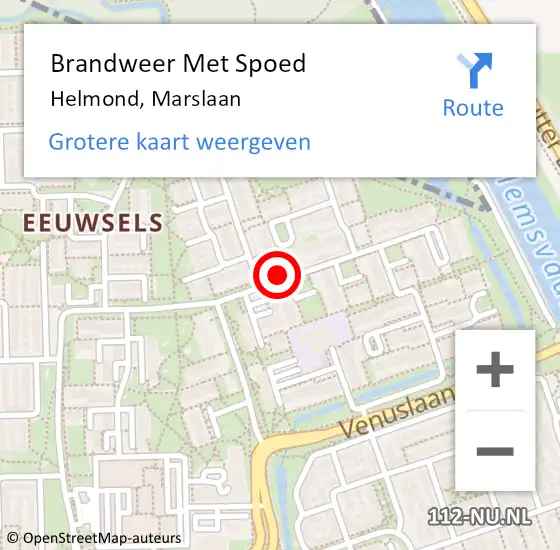 Locatie op kaart van de 112 melding: Brandweer Met Spoed Naar Helmond, Marslaan op 9 juni 2022 09:00
