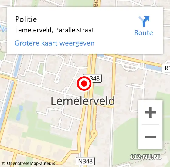 Locatie op kaart van de 112 melding: Politie Lemelerveld, Parallelstraat op 9 juni 2022 09:01
