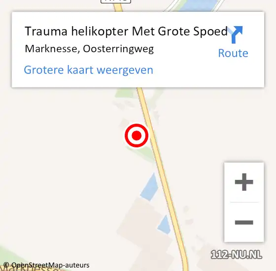 Locatie op kaart van de 112 melding: Trauma helikopter Met Grote Spoed Naar Marknesse, Oosterringweg op 9 juni 2022 09:50