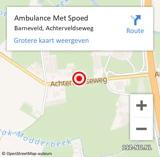 Locatie op kaart van de 112 melding: Ambulance Met Spoed Naar Barneveld, Achterveldseweg op 9 juni 2022 13:58