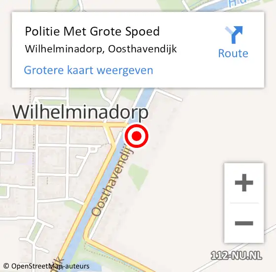 Locatie op kaart van de 112 melding: Politie Met Grote Spoed Naar Wilhelminadorp, Oosthavendijk op 9 juni 2022 14:17