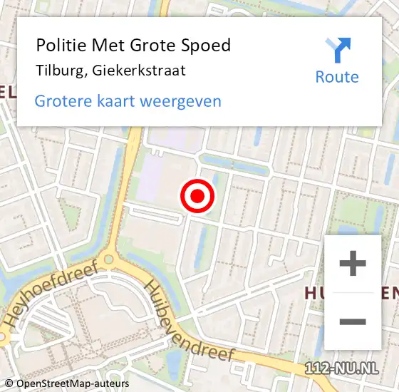 Locatie op kaart van de 112 melding: Politie Met Grote Spoed Naar Tilburg, Giekerkstraat op 9 juni 2022 15:33