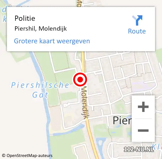 Locatie op kaart van de 112 melding: Politie Piershil, Molendijk op 9 juni 2022 16:35