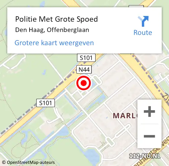 Locatie op kaart van de 112 melding: Politie Met Grote Spoed Naar Den Haag, Offenberglaan op 9 juni 2022 17:36