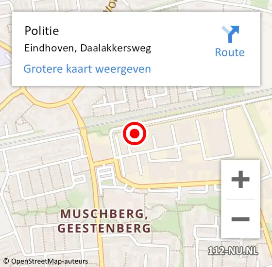 Locatie op kaart van de 112 melding: Politie Eindhoven, Daalakkersweg op 9 juni 2022 21:31
