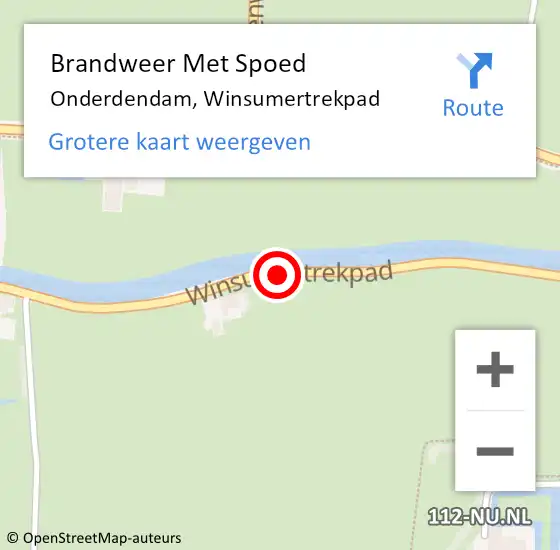 Locatie op kaart van de 112 melding: Brandweer Met Spoed Naar Onderdendam, Winsumertrekpad op 19 juli 2014 17:51