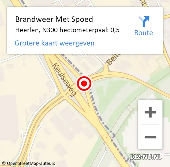 Locatie op kaart van de 112 melding: Brandweer Met Spoed Naar Heerlen, N300 hectometerpaal: 0,5 op 10 juni 2022 02:36