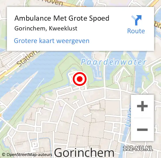 Locatie op kaart van de 112 melding: Ambulance Met Grote Spoed Naar Gorinchem, Kweeklust op 10 juni 2022 04:36