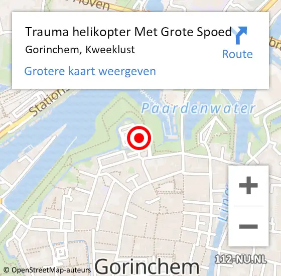 Locatie op kaart van de 112 melding: Trauma helikopter Met Grote Spoed Naar Gorinchem, Kweeklust op 10 juni 2022 04:38