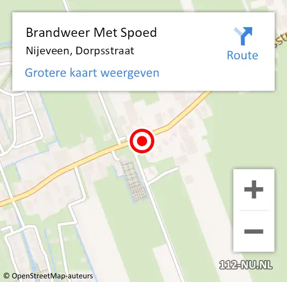 Locatie op kaart van de 112 melding: Brandweer Met Spoed Naar Nijeveen, Dorpsstraat op 10 juni 2022 08:58