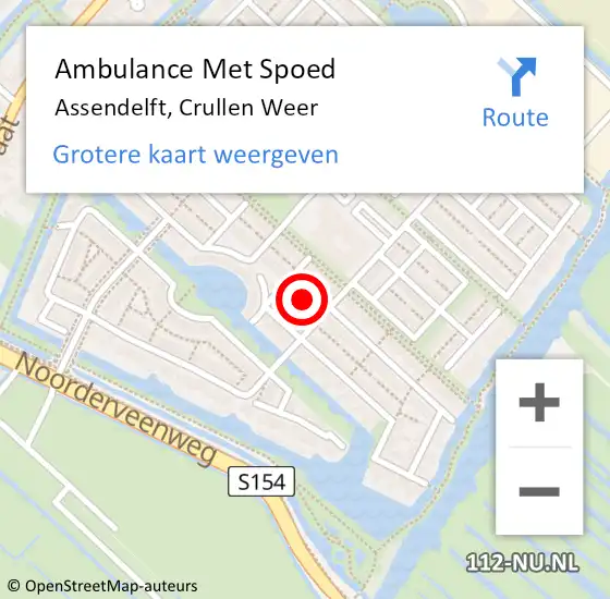 Locatie op kaart van de 112 melding: Ambulance Met Spoed Naar Assendelft, Crullen Weer op 10 juni 2022 09:34