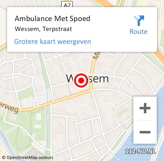 Locatie op kaart van de 112 melding: Ambulance Met Spoed Naar Wessem, Terpstraat op 19 juli 2014 18:44