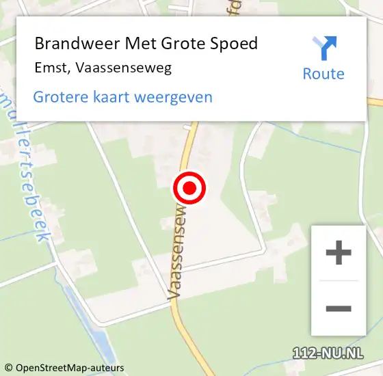 Locatie op kaart van de 112 melding: Brandweer Met Grote Spoed Naar Emst, Vaassenseweg op 10 juni 2022 15:58