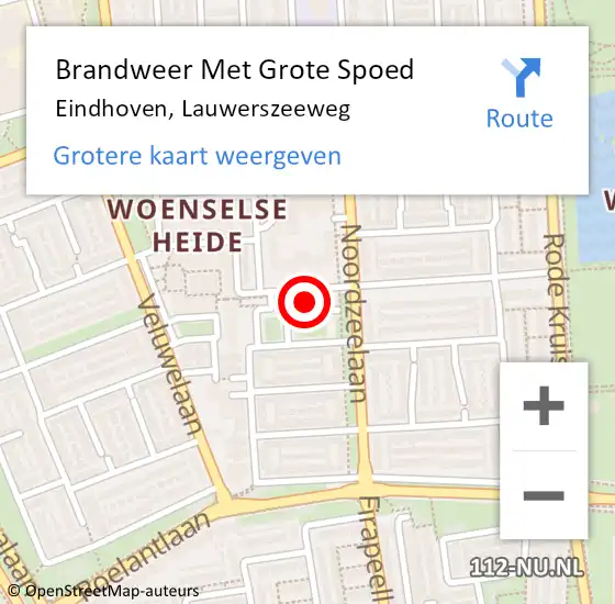 Locatie op kaart van de 112 melding: Brandweer Met Grote Spoed Naar Eindhoven, Lauwerszeeweg op 10 juni 2022 17:18