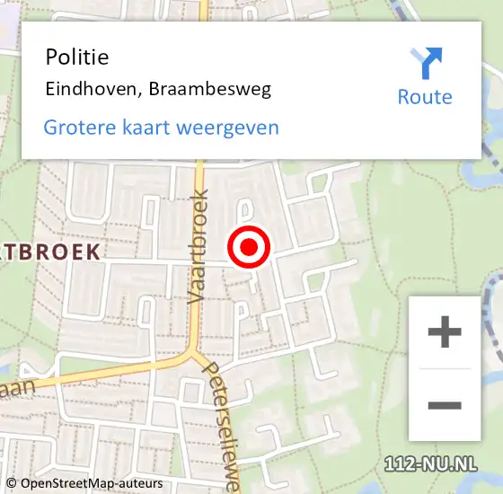 Locatie op kaart van de 112 melding: Politie Eindhoven, Braambesweg op 10 juni 2022 17:33