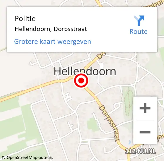 Locatie op kaart van de 112 melding: Politie Hellendoorn, Dorpsstraat op 10 juni 2022 19:21