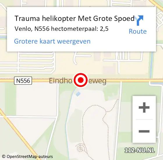 Locatie op kaart van de 112 melding: Trauma helikopter Met Grote Spoed Naar Venlo, N556 hectometerpaal: 2,5 op 10 juni 2022 20:26