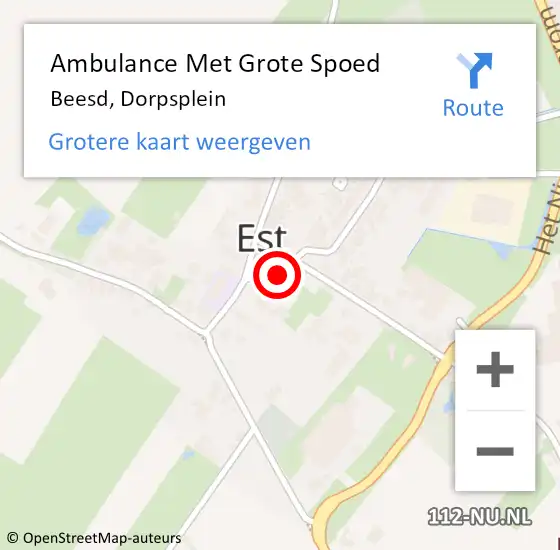 Locatie op kaart van de 112 melding: Ambulance Met Grote Spoed Naar Beesd, Dorpsplein op 10 juni 2022 21:47