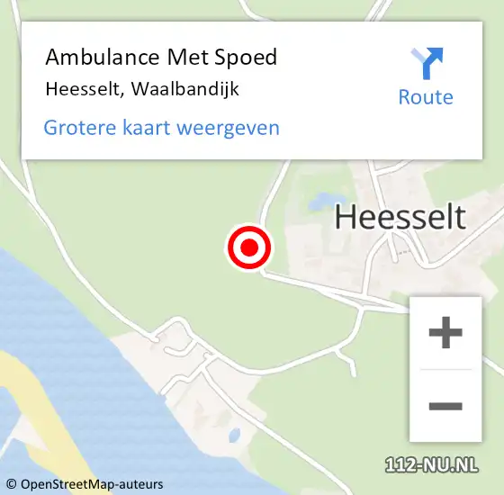 Locatie op kaart van de 112 melding: Ambulance Met Spoed Naar Heesselt, Waalbandijk op 10 juni 2022 22:13