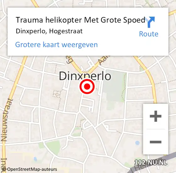 Locatie op kaart van de 112 melding: Trauma helikopter Met Grote Spoed Naar Dinxperlo, Hogestraat op 11 juni 2022 01:16