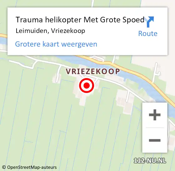Locatie op kaart van de 112 melding: Trauma helikopter Met Grote Spoed Naar Leimuiden, Vriezekoop op 11 juni 2022 05:56