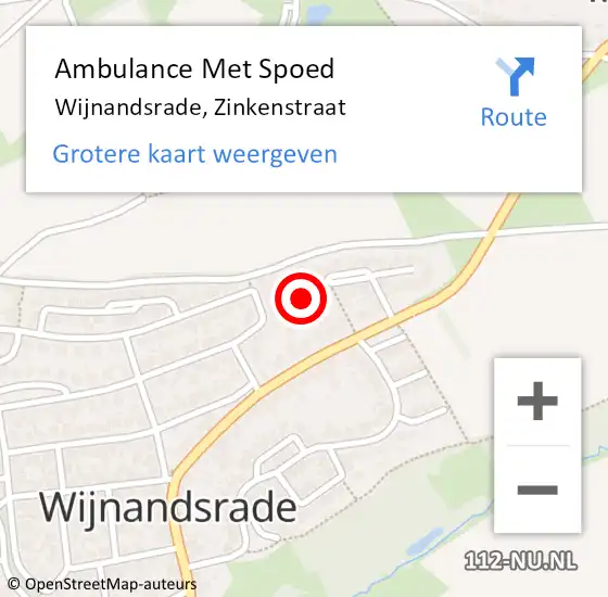 Locatie op kaart van de 112 melding: Ambulance Met Spoed Naar Wijnandsrade, Zinkenstraat op 19 juli 2014 20:12
