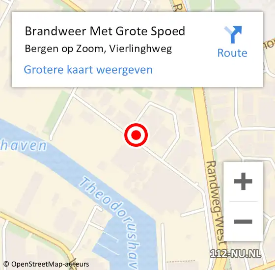 Locatie op kaart van de 112 melding: Brandweer Met Grote Spoed Naar Bergen op Zoom, Vierlinghweg op 11 juni 2022 08:30